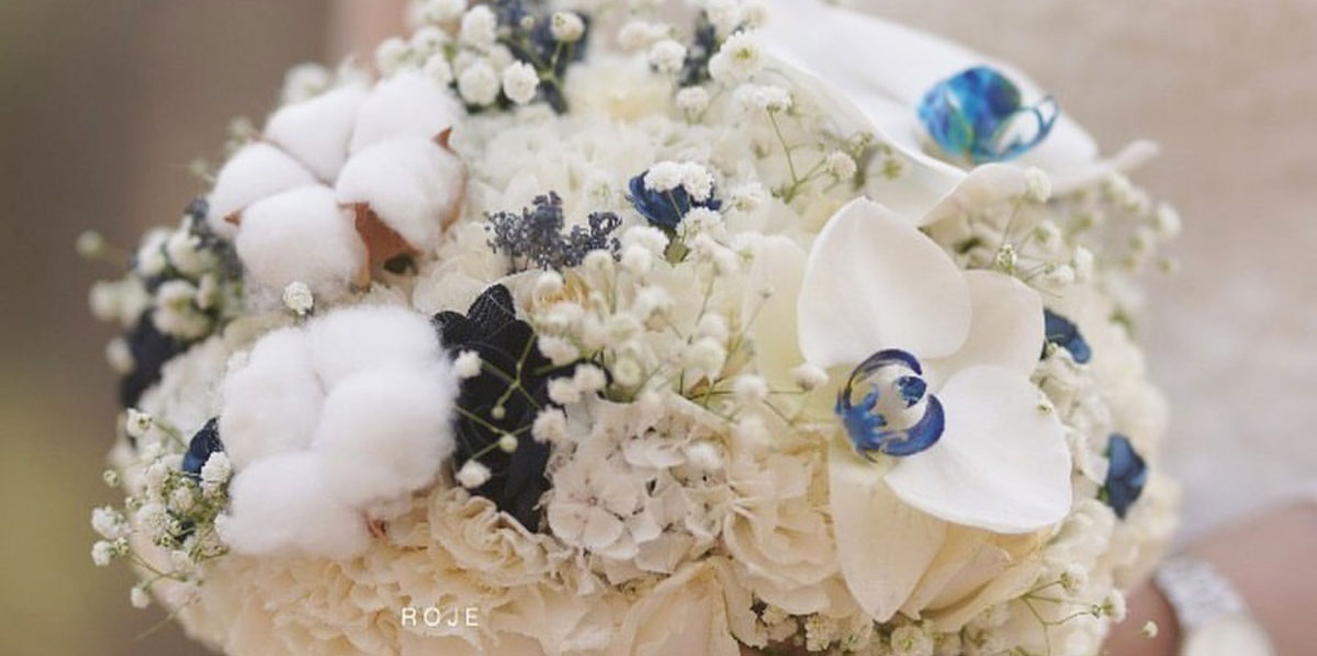 مدل های دسته گل عروس با گل پنبه